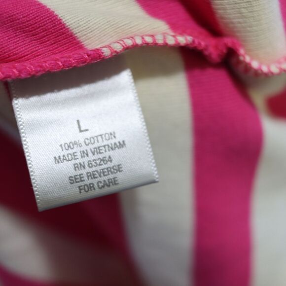 Dress Barn Pink & White Striped Boat Neck Shirt Top Blouse LG - Picture 8 of 8